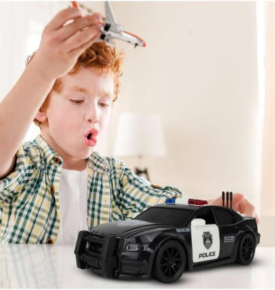 Auto černé policejní 1:20 Policie na baterie Světlo Zvuk