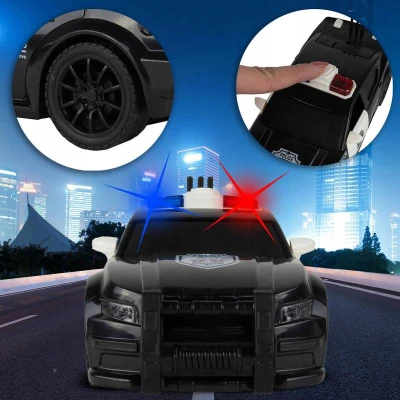 Auto černé policejní 1:20 Policie na baterie Světlo Zvuk