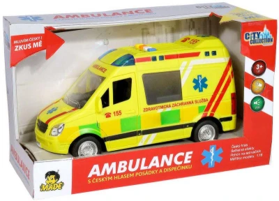 Auto City Collection česká ambulance sanitka na setrvačník na baterie CZ Světlo Zvuk