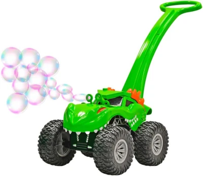 Auto dinosaurus monster truck 30cm s bublifukovačem zelené s náplní na baterie
