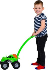 Auto dinosaurus monster truck 30cm s bublifukovačem zelené s náplní na baterie