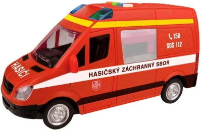 Auto hasiči dodávka 21cm český hlas posádky na baterie Světlo Zvuk CZ