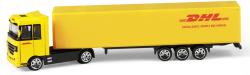 Auto kamion DHL Přeprava zásilek tahač kovový s návěsem volný chod