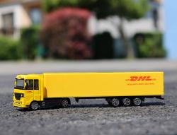 Auto kamion DHL Přeprava zásilek tahač kovový s návěsem volný chod