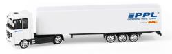 Auto kamion PPL Přeprava zásilek tahač kovový s návěsem volný chod