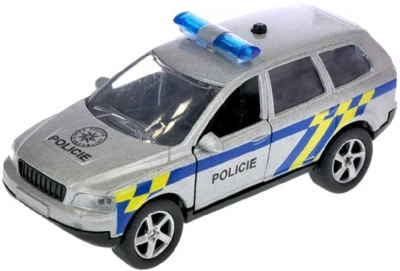 Auto kovové policie 11cm zpětný nátah CZ na baterie mluví česky Světlo Zvuk