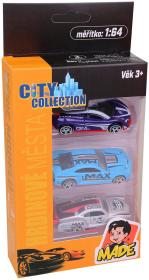 Auto kovové sportovní City Collection 7cm závodnička set 3ks 2 druhy
