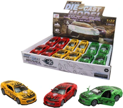 Auto kovové závodní s grafikou zpětný chod 12cm závodnička 3 barvy