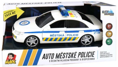 Auto městská policie 24cm CZ na setrvačník 1:16 na baterie Světlo Zvuk CZ