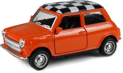 Auto Mini Cooper retro kovové 11cm zpětný chod 4 barvy