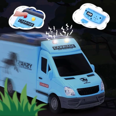 Auto modré přeprava koní na setrvačník na baterie Světlo Zvuk