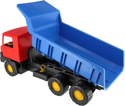 Auto nákladní T815 sklápěčka s korbou na písek 73cm modro/červená