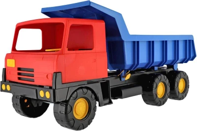 Auto nákladní T815 sklápěčka s korbou na písek 73cm modro/červená