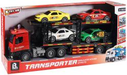 Auto odtahová služba set odtahovka + 4 autíčka na baterie Světlo Zvuk