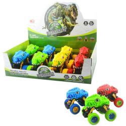 Auto off-road terénní Dino s očima velká kola na setrvačník 4 barvy plast Auto off-road terénní Dino s očima velká kola na setrvačník 4 barvy plast