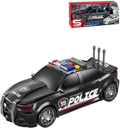 Auto policejní 25cm černé sportovní na baterie Světlo Zvuk plast