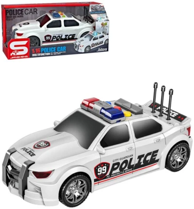 Auto policejní bílé 1:16 Policie 25cm na baterie Světlo Zvuk