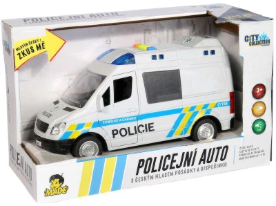 Auto policejní dodávka reálné hlášení na baterie CZ Světlo Zvuk