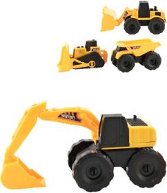 Auto pracovní žluté 12-14cm stroj stavební 5 druhů plast Auto pracovní žluté 12-14cm stroj stavební 5 druhů plast