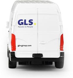 Auto přeprava zásilek GLS 12cm kovová dodávka zpětný chod