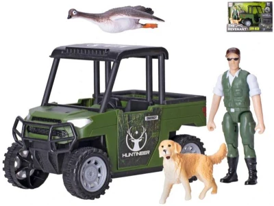 Auto Revenant terénní 14cm lovecký set s figurkou lovce a 2 zvířaty