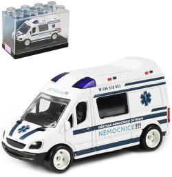 Auto sanitka Ostrava kovová ambulance volný chod v plastovém boxu