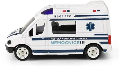 Auto sanitka Ostrava kovová ambulance volný chod v plastovém boxu