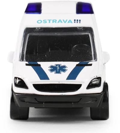 Auto sanitka Ostrava kovová ambulance volný chod v plastovém boxu