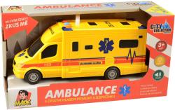 Auto sanitka žlutá na setrvačník 19cm ambulance na baterie Světlo Zvuk CZ