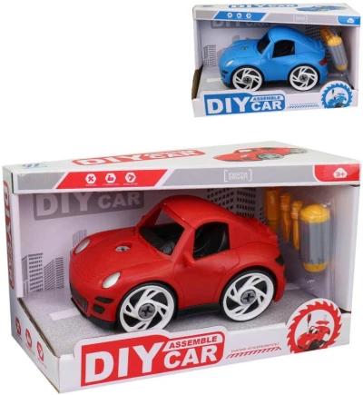 Auto sportovní na šroubování set s nástrojem k sestavení 2 barvy plast Auto sportovní na šroubování set s nástrojem k sestavení 2 barvy plast