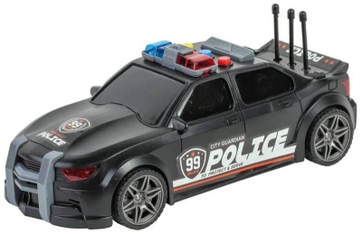 Auto sportovní policejní černé na setrvačník policie na baterie Světlo Zvuk