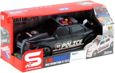 Auto sportovní policejní černé na setrvačník policie na baterie Světlo Zvuk
