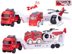 Auto tahač na setrvačník hasičský set s autem a vrtulníkem na baterie Zvuk