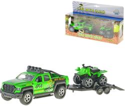 Auto terénní 13cm kovové set s přívěsem a čtyřkolkou na baterie Světlo Zvuk