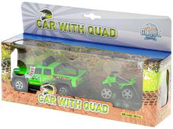 Auto terénní 13cm kovové set s přívěsem a čtyřkolkou na baterie Světlo Zvuk
