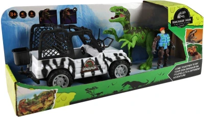 Auto terénne džip s dinosaurom a figurkou vojaka na batérie Svetlo Zvuk