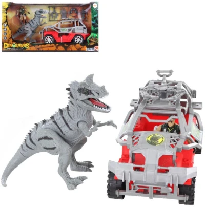 Auto terénne herný set dinosaurus s figúrkou a doplnkami plast Auto terénne herný set dinosaurus s figúrkou a doplnkami plast