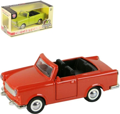 Auto Trabant kabriolet retro kovový na setrvačník v krabici 2 barvy