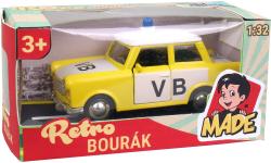 Auto Trabant policejní kovový retro bourák vébéčko model Policie VB