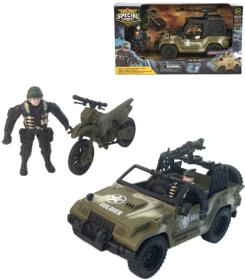Auto vojenské army vozidlo set s motocyklem a 2 figurkami s doplňky plast Auto vojenské army vozidlo set s motocyklem a 2 figurkami s doplňky plast