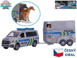 Auto VW policejní dodávka zpětný chod set se 2 koni a přívěsem česká policie CZ