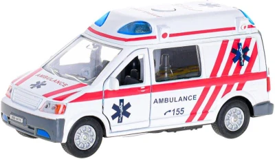 Auto ambulance CZ zpětný chod 14cm na baterie Světlo Zvuk 2 barvy kov
