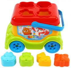 Autobus baby vkládačka autíčko + 4 dílky zvířátka v síťce
