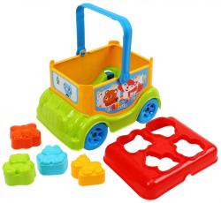 Autobus baby vkládačka autíčko + 4 dílky zvířátka v síťce