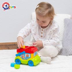 Autobus baby vkládačka autíčko + 4 dílky zvířátka v síťce