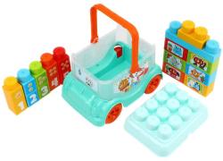 Autobus baby volný chod herní set s 18 kostkami a samolepkami 2 barvy