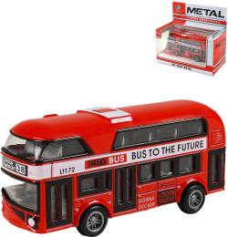 Autobus červený londýnský dvoupatrový double decker zpětný chod kov