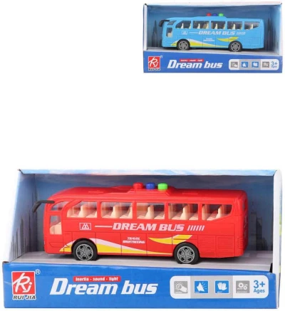 Autobus Dream Bus 17cm na baterie Světlo Zvuk 2 barvy v krabici Autobus Dream Bus 17cm na baterie Světlo Zvuk 2 barvy v krabici