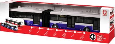 Autobus hlásí zastávky MHD Modrý zpětný chod na baterie Světlo Zvuk CZ