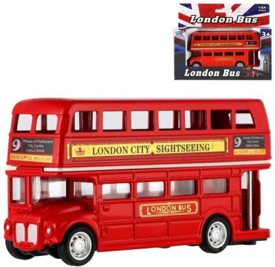 Autobus Londýn červený kovový patrový doubledecker zpětný chod
